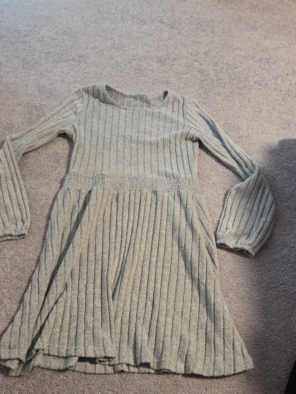 Cozy Grey Ribbed Knit Women's Dress